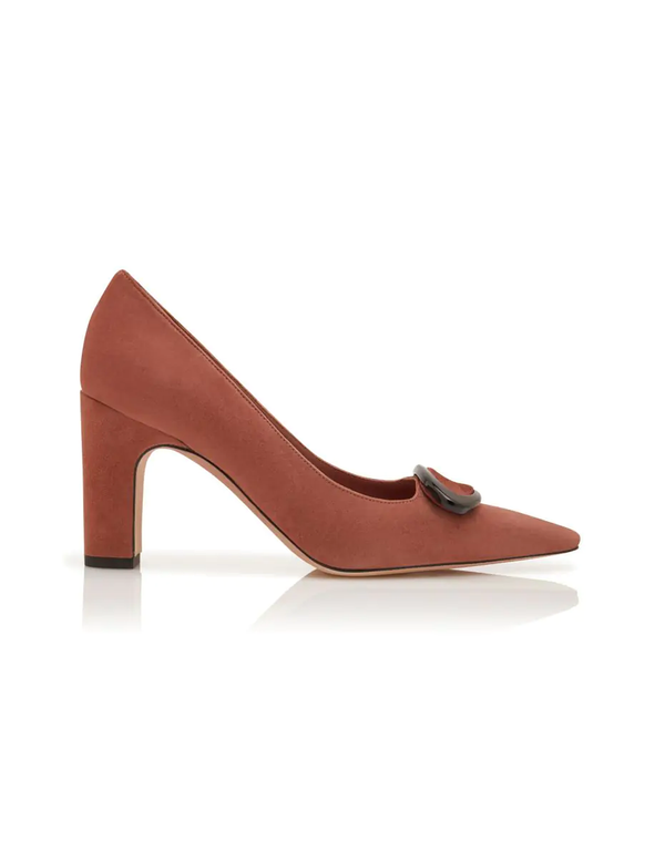Manolo Blahnik サセアム ホインテットトゥ ハンフス 【関税込】 HANGISI 50 | Dark Fuchsia Satin Jewel Buckle Pumps | Manolo