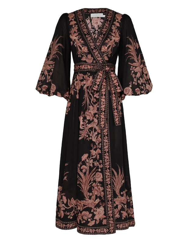 knee length dresses for ladies Zimmermann Waverly Wrap Midi Dress