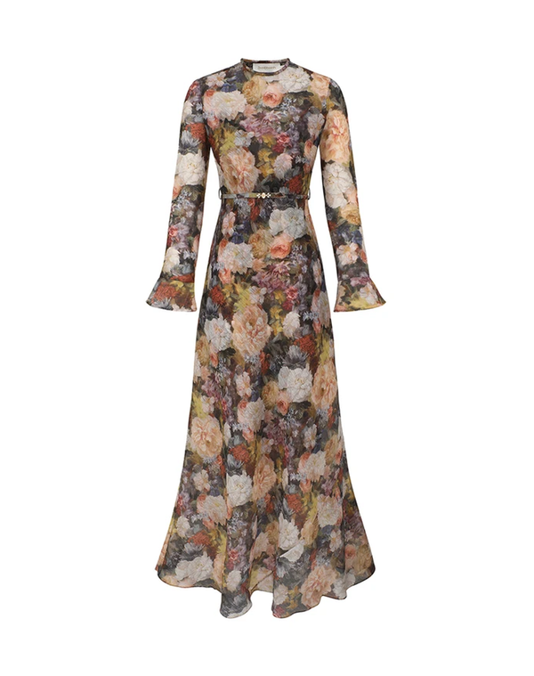 zimmermann floral long sleeve dress Floral-print linen maxi Made with high aliane billow long dress -