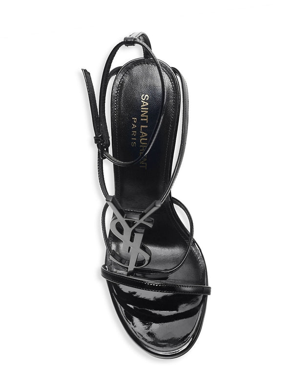 【送料&関税込】Saint Laurent Cassandra Sandals SAINT LAURENT Cassandra logo-embellished patent-leather