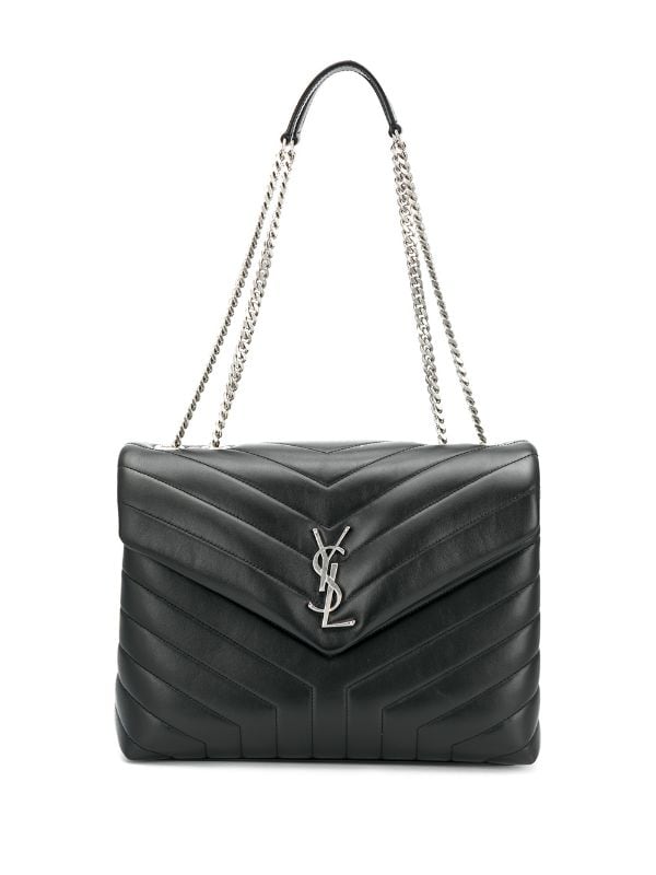 Saint Laurent Medium Loulou Leather Shoulder Bag Nero