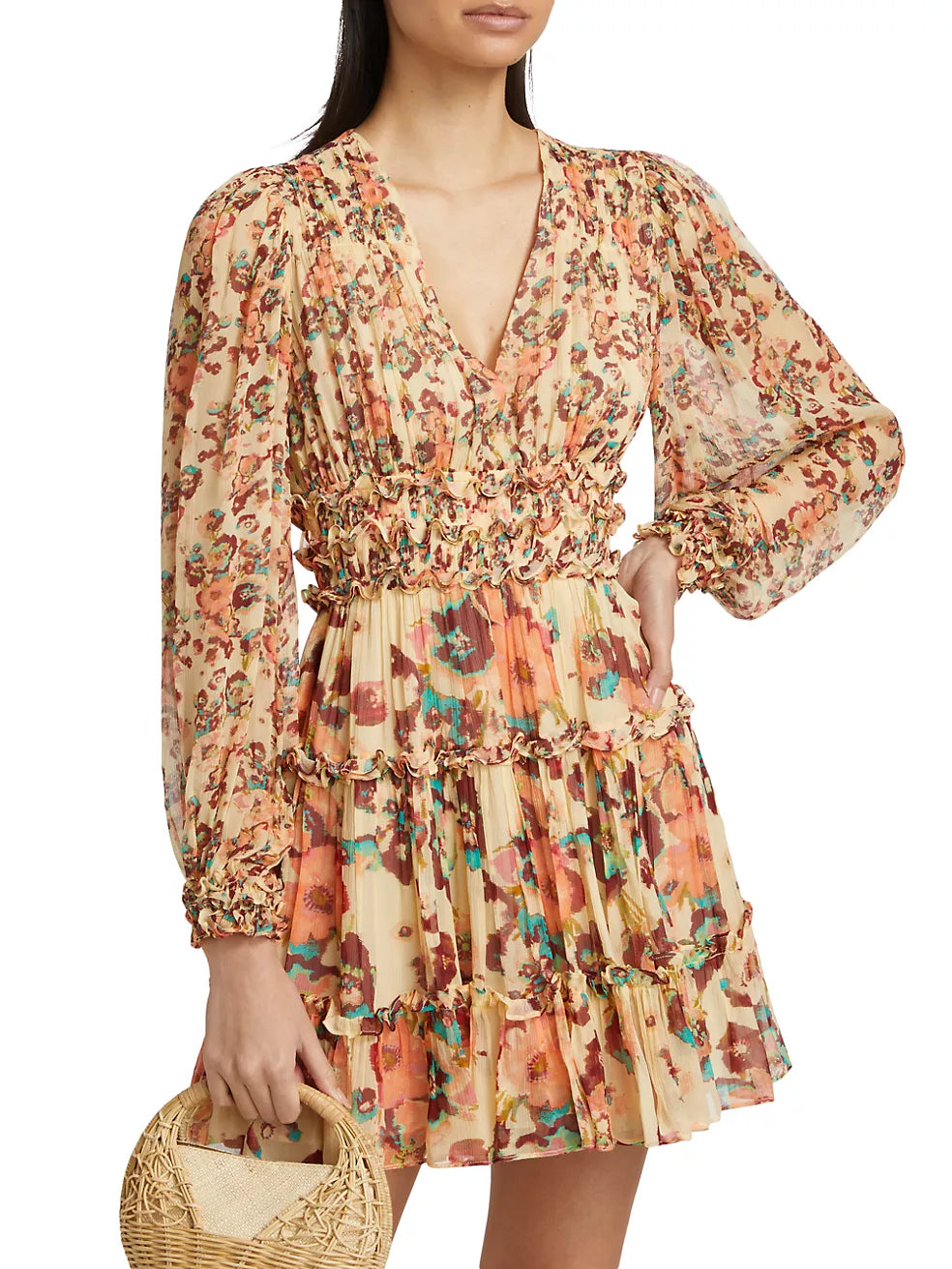 Ulla Johnson Lya Watercolor Floral Crinkle Chiffon Dress - Joseph Ulla Johnson Lya Watercolor Floral Crinkle Chiffon Dress - Joseph