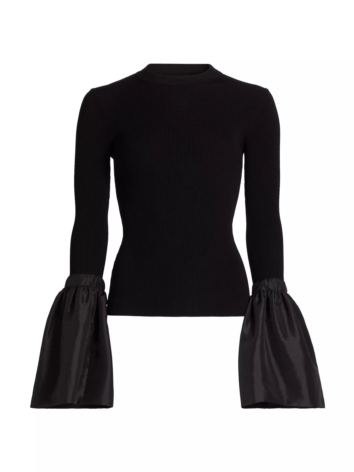 SIMKHAI Agata Rib-Knit Bell-Sleeve Sweater