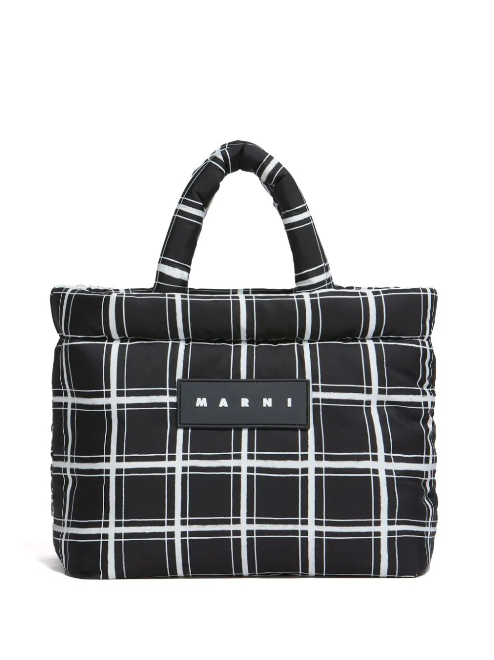 White Checkered Pattern Tote Bag