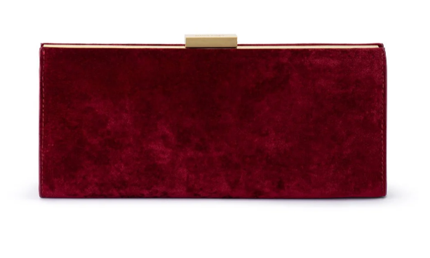 Olga Berg Lara Burgundy Velvet Clutch