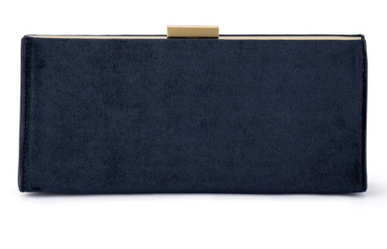 Olga Berg Navy Velvet Clutch
