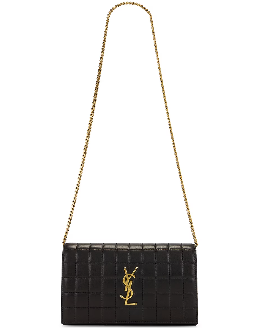 Saint Laurent Quilted Metallic Leather Chain Wallet