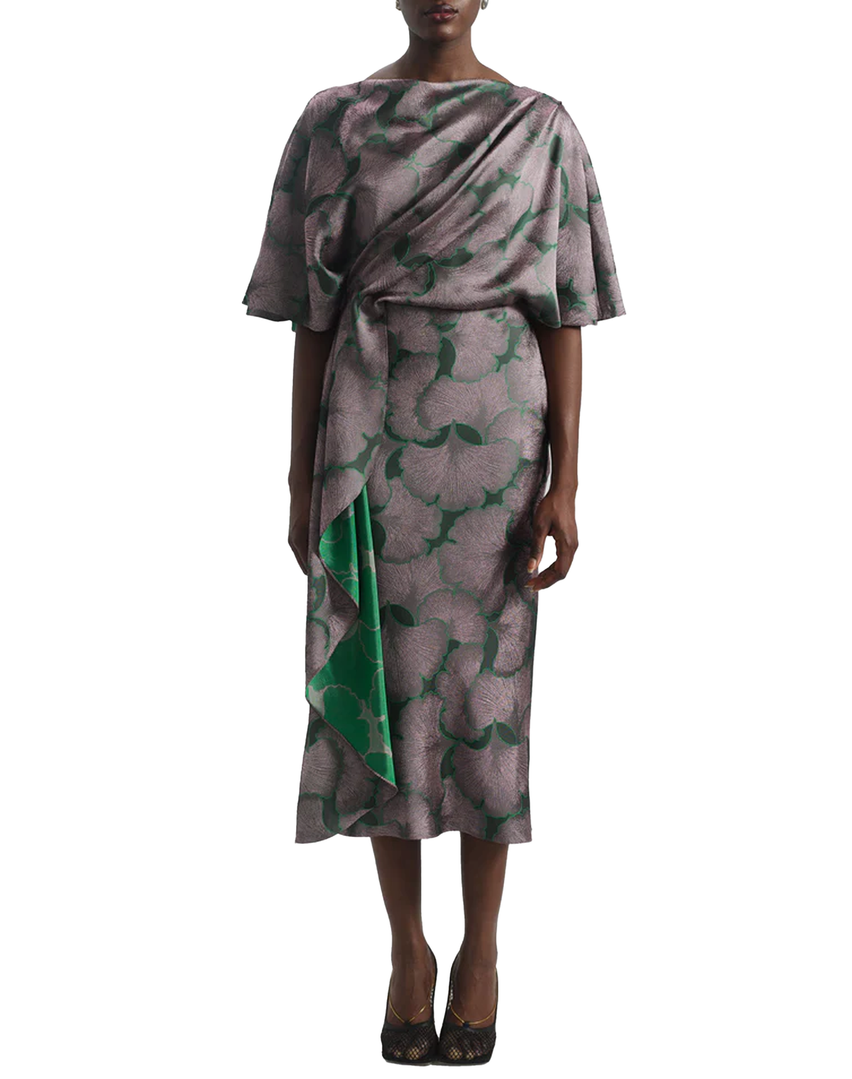 AMSALE Jacquard Cascading Drape Dress