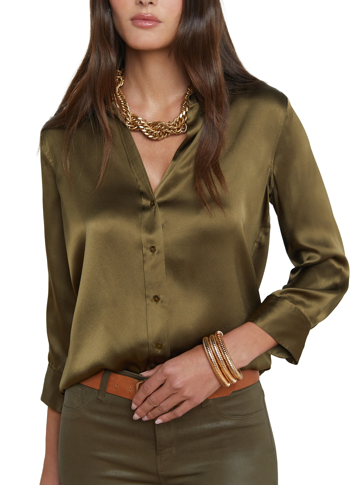 L&#39;AGENCE Dani Silk Blouse