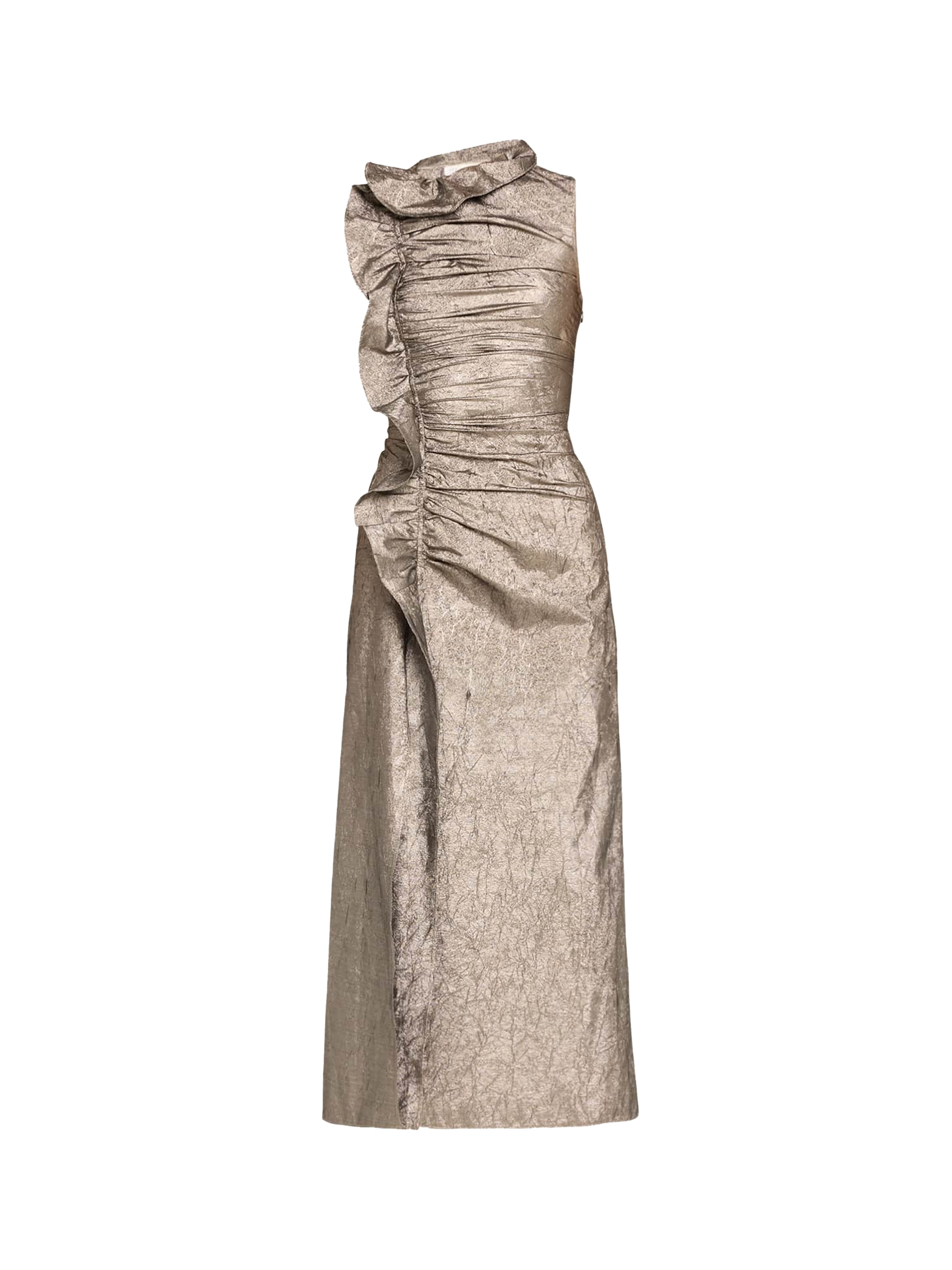 ulla johnson metallic dress The Evelyn Dress ~ hand-crocheted from black Italian cotton with swirling motifs, floral appliqu and painted with luminous gold foil