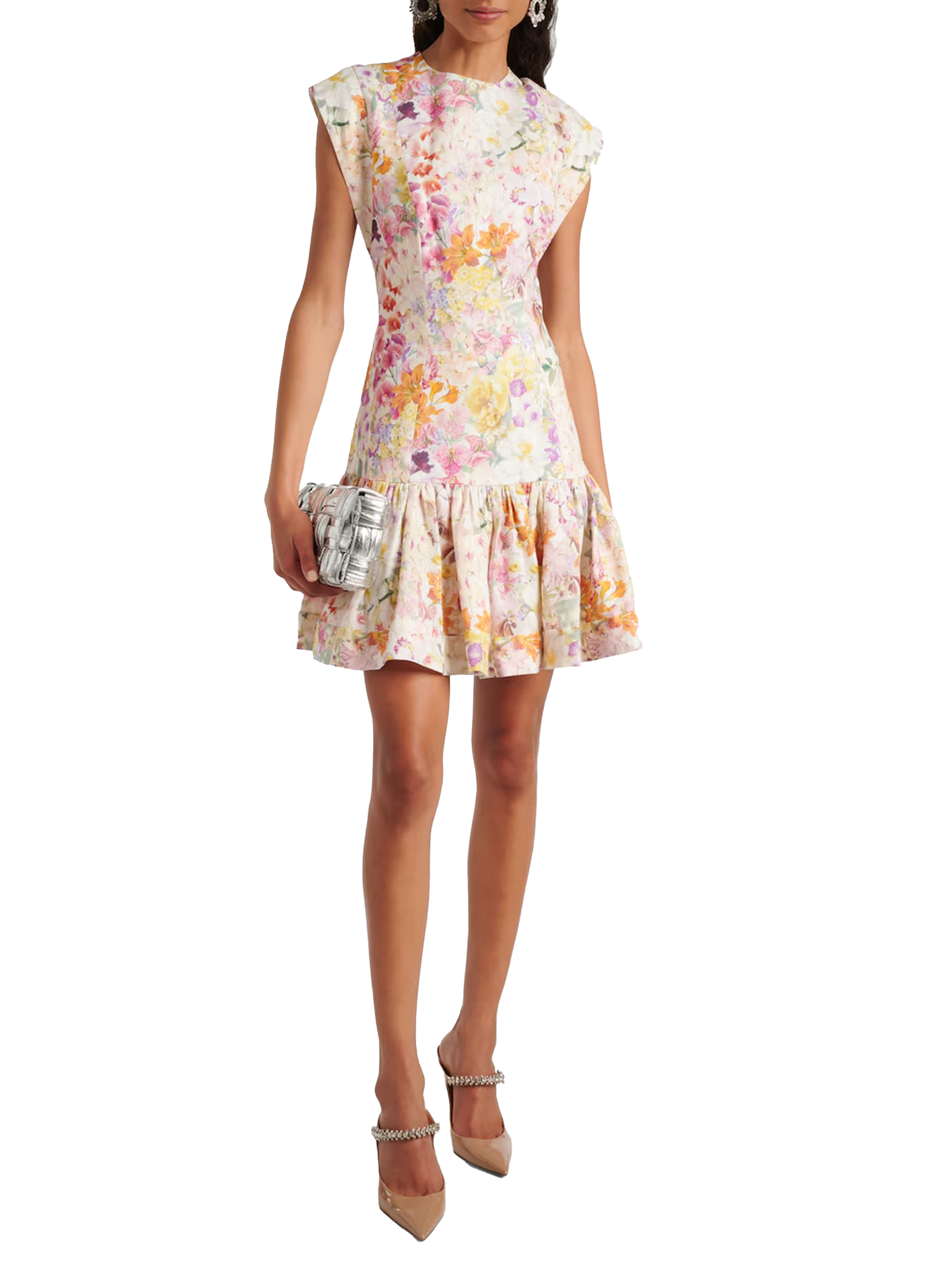 zimmermann harmony flounce short dress Zimmermann Harmony Flounce Short Dress in Kaleidoscope Garden