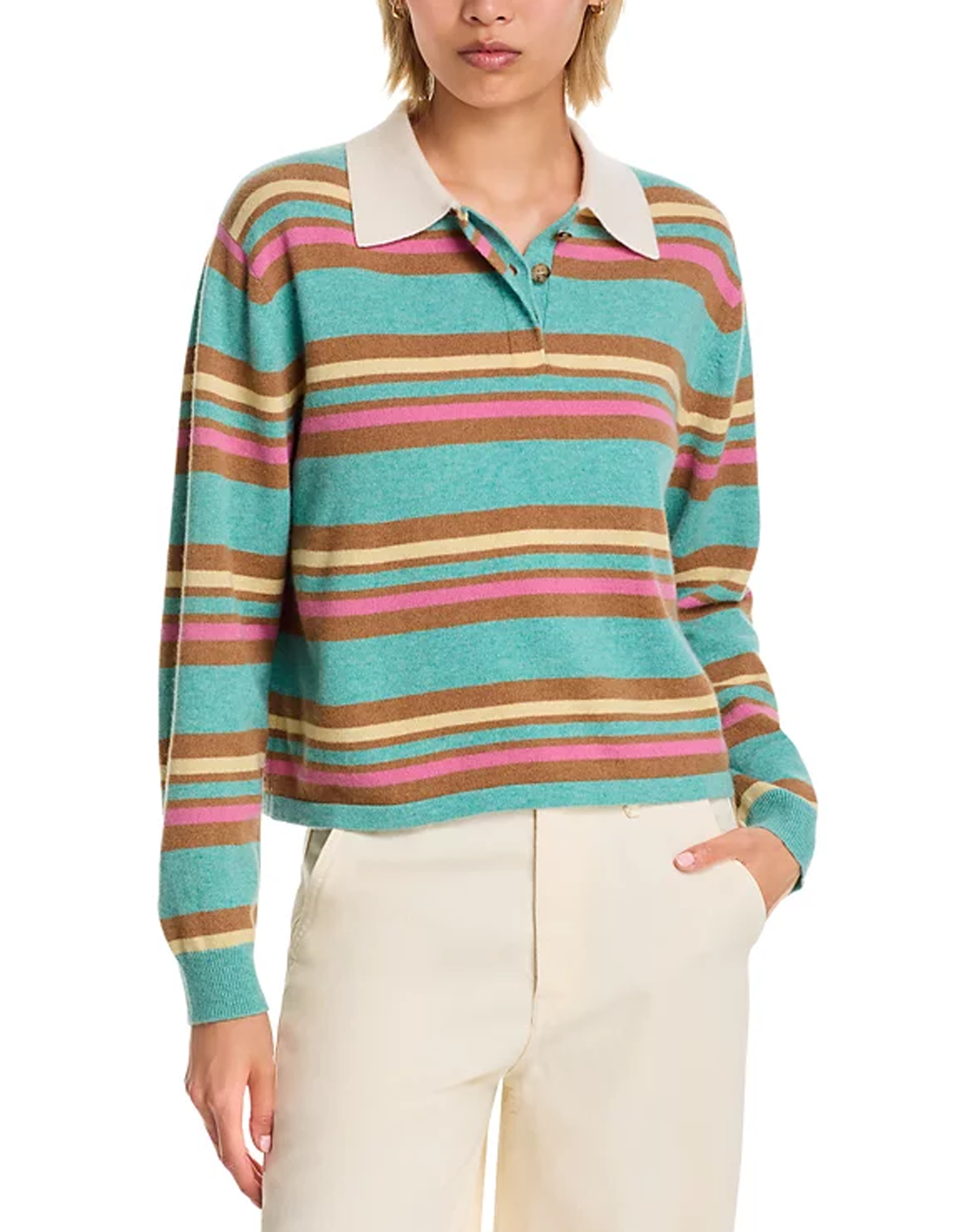 Guest in Residence Cropped Stripe Rugby Sweater
