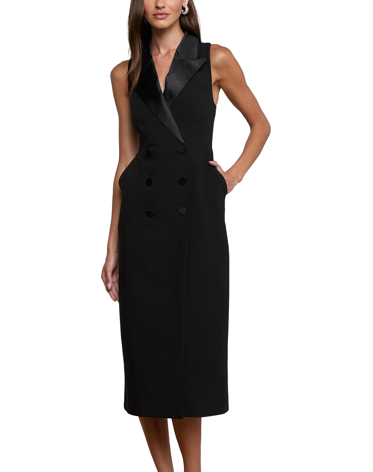 L&#39;AGENCE Catherine Tuxedo Midi Dress