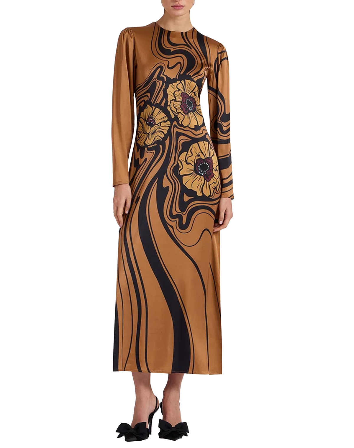 LA DOUBLE J BIG BLOOMS CLINGY SWING DRESS