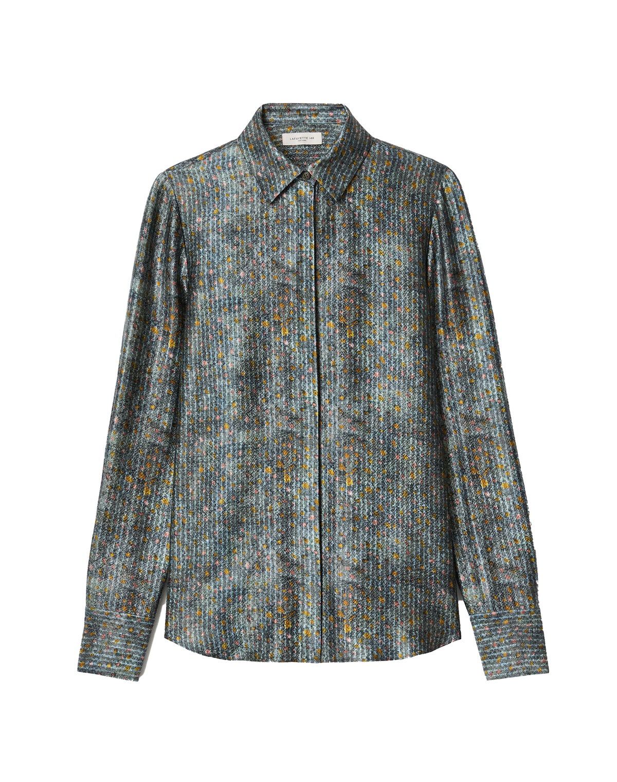 Lafayette 148 Textile Print Silk Blouse