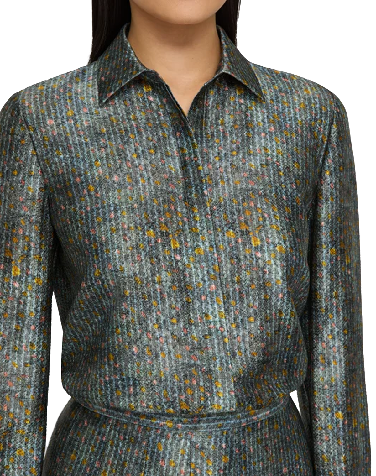 Lafayette 148 Textile Print Silk Blouse