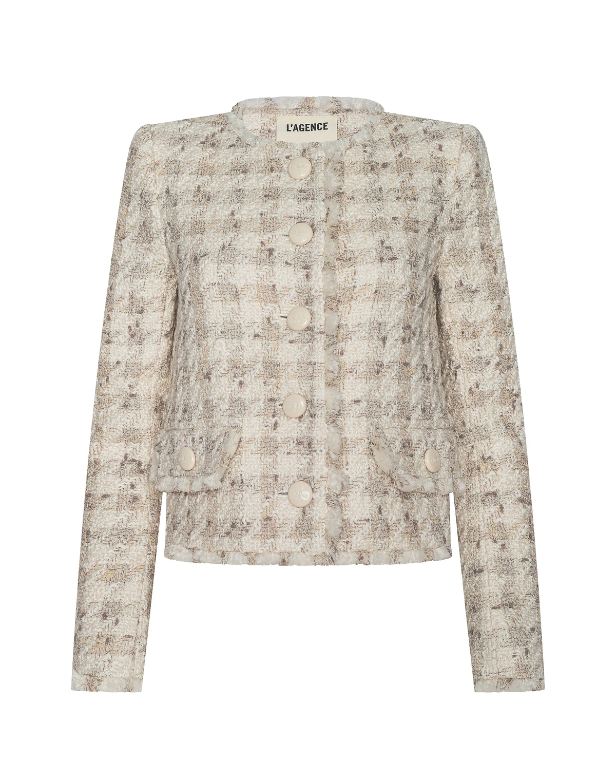 L'AGENCE Zell Houndstooth Tweed Jacket