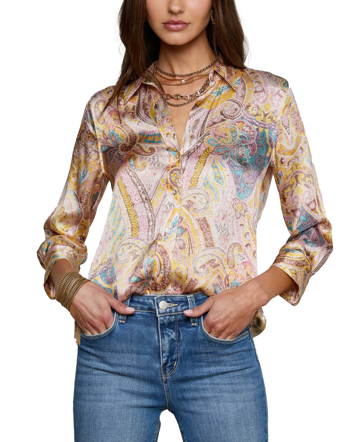 L&#39;AGENCE Dani Silk Blouse