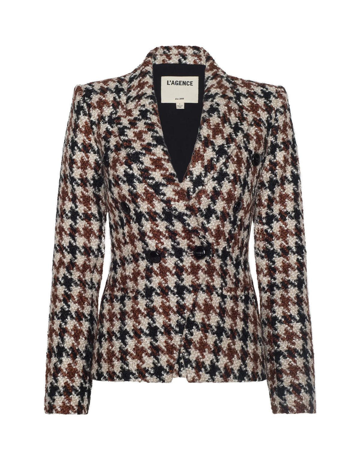 L'AGENCE Marie Houndstooth Tweed Blazer