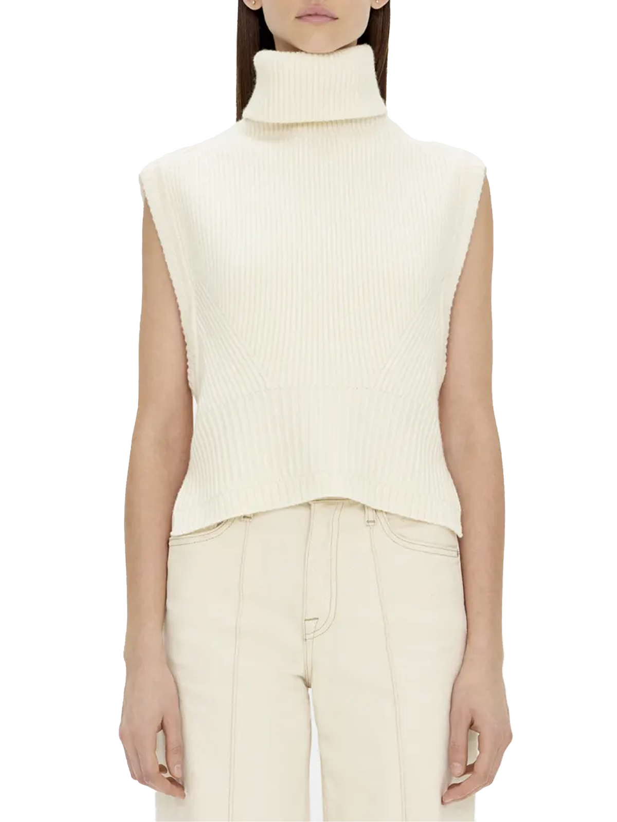 SIMKHAI Maple Wool &amp; Cashmere Sleeveless Turtleneck Top