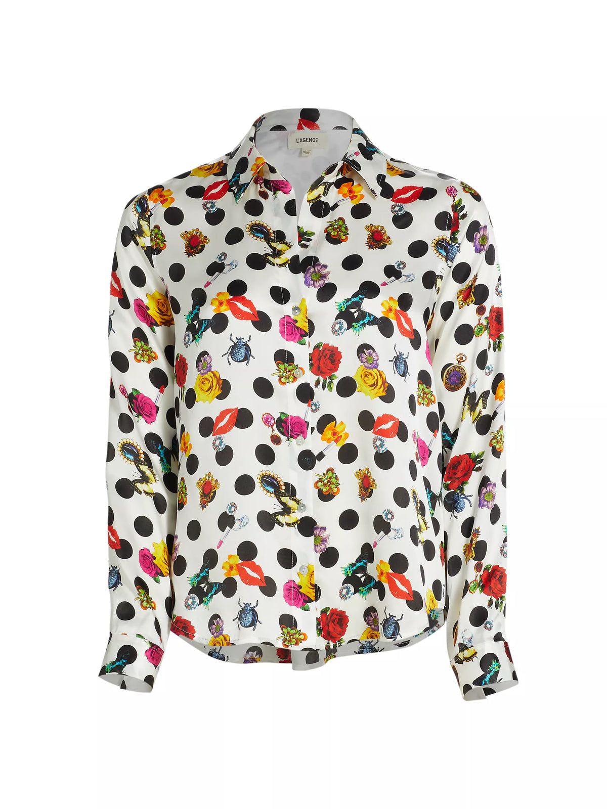 L&#39;AGENCE  Tyler Polka Dot Silk Button-Up Blouse