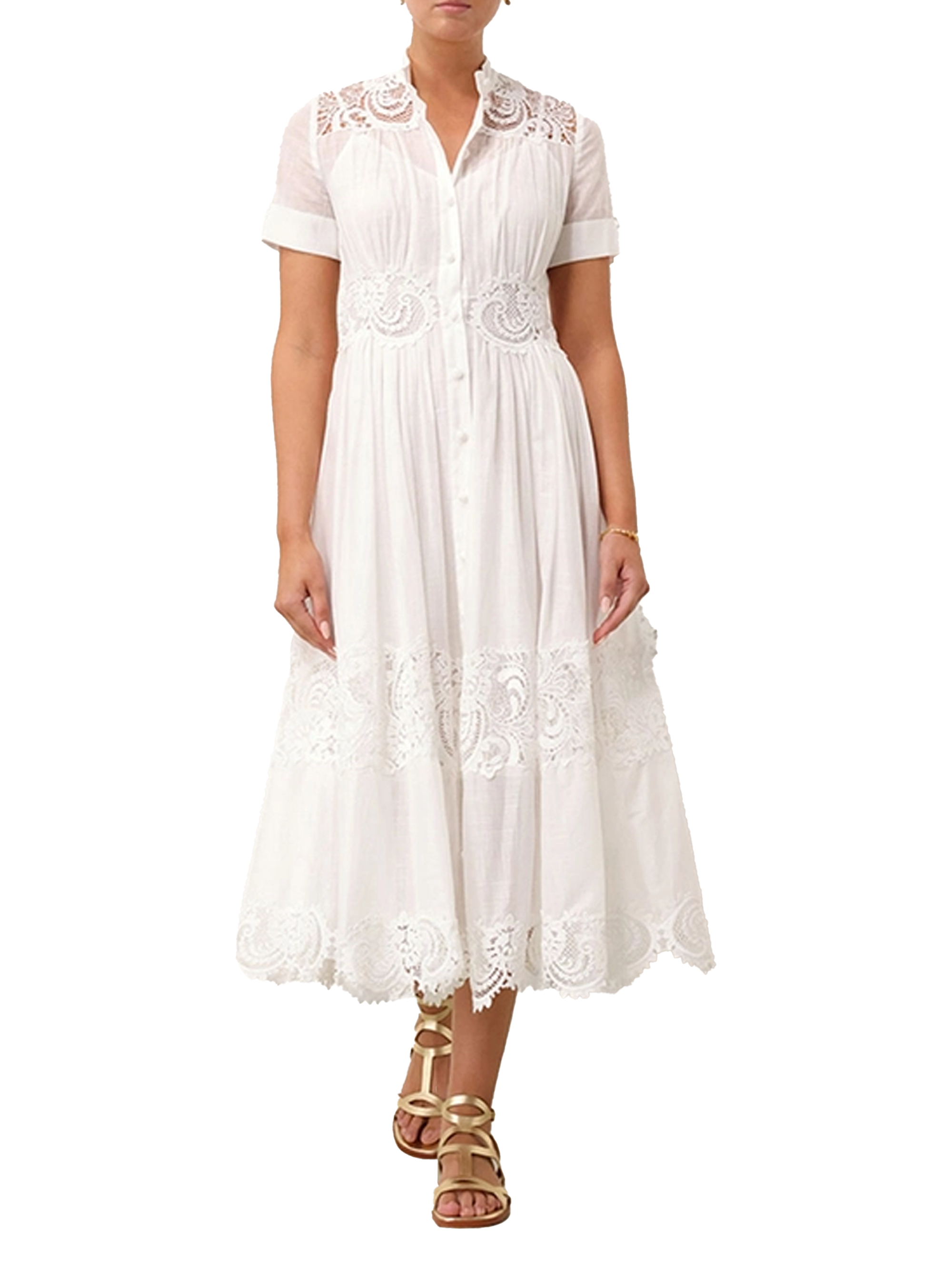 chinese dress ladies ZImmermann Pop Lace Trimmed Midi Dress