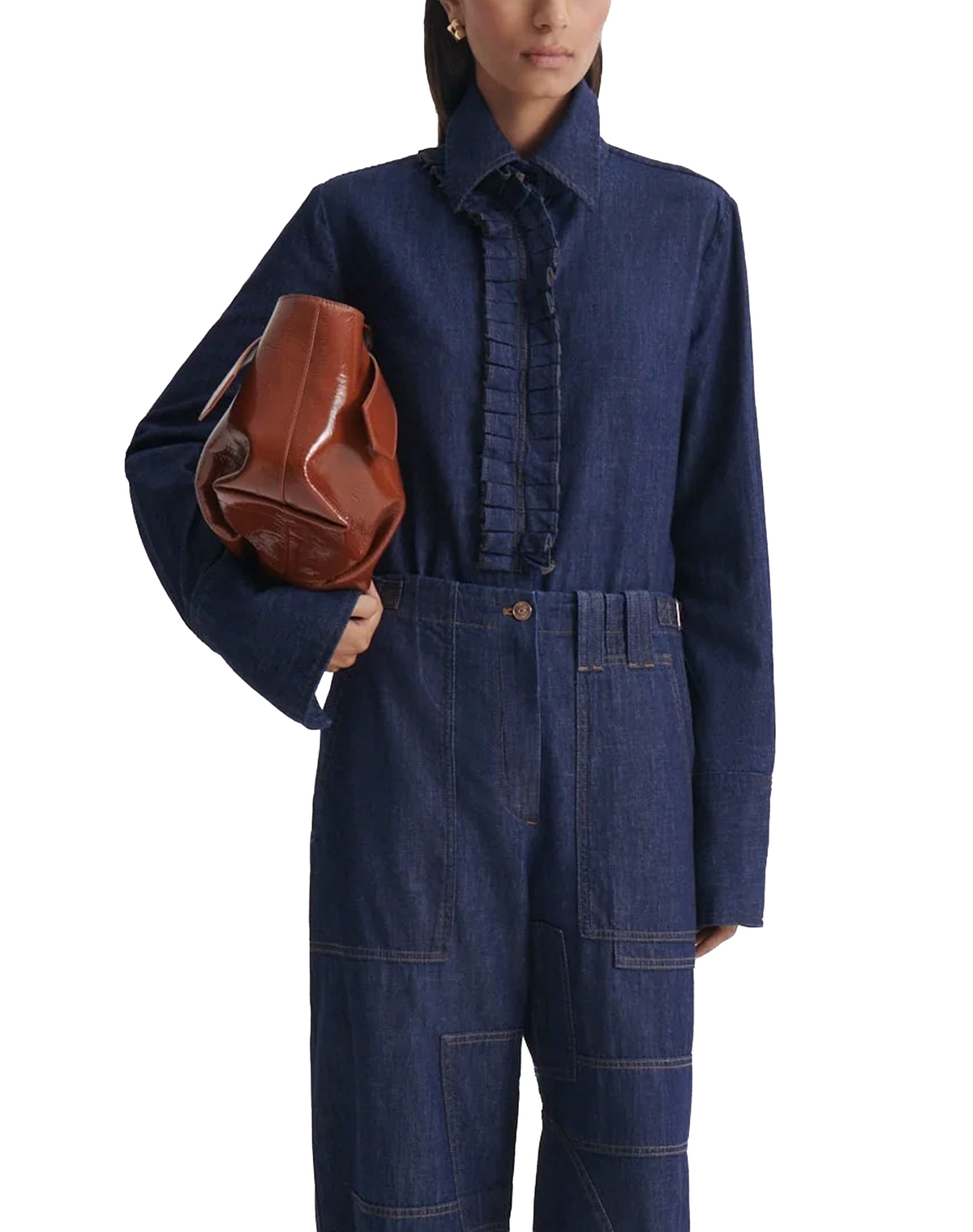 Scanlan Theodore Denim Ruffle Shirt