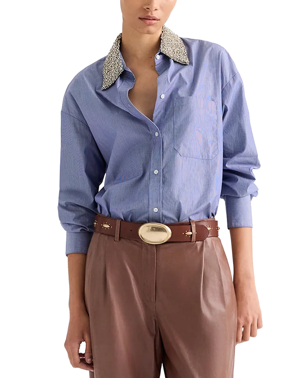 TWP Big Joe Shirt with Crystal Collar Shirt