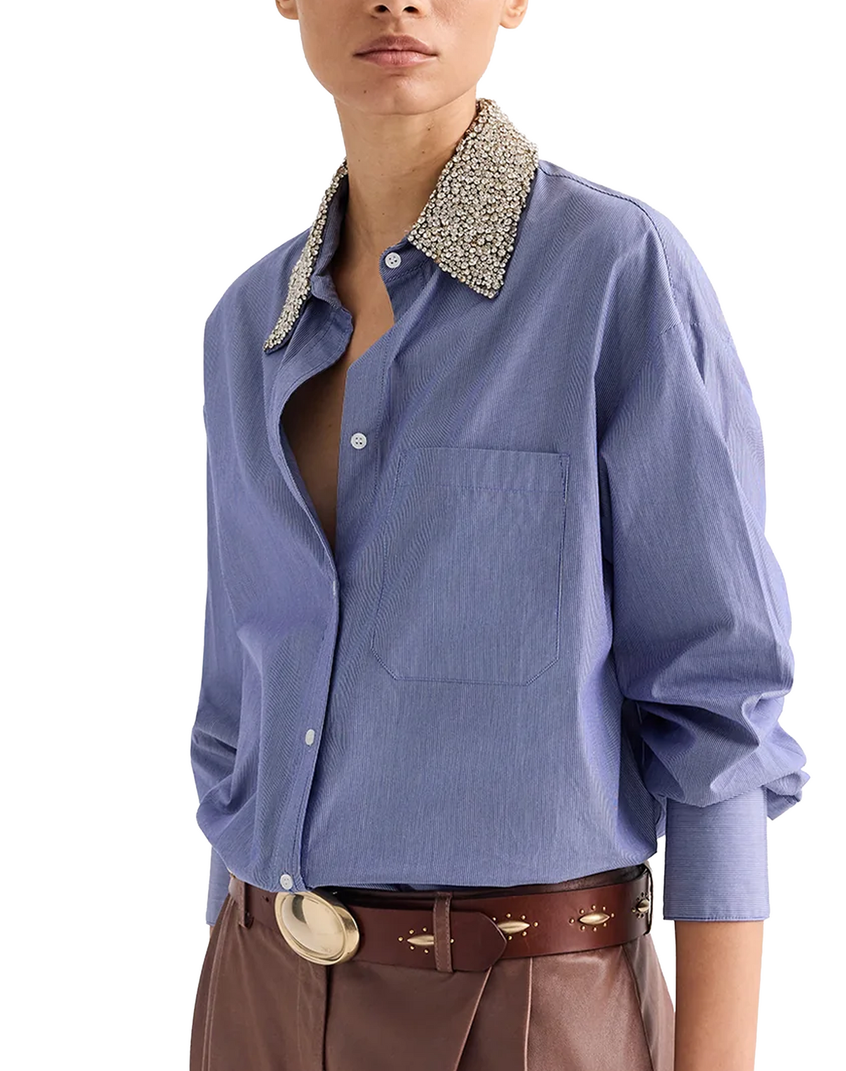 TWP Big Joe Shirt with Crystal Collar Shirt