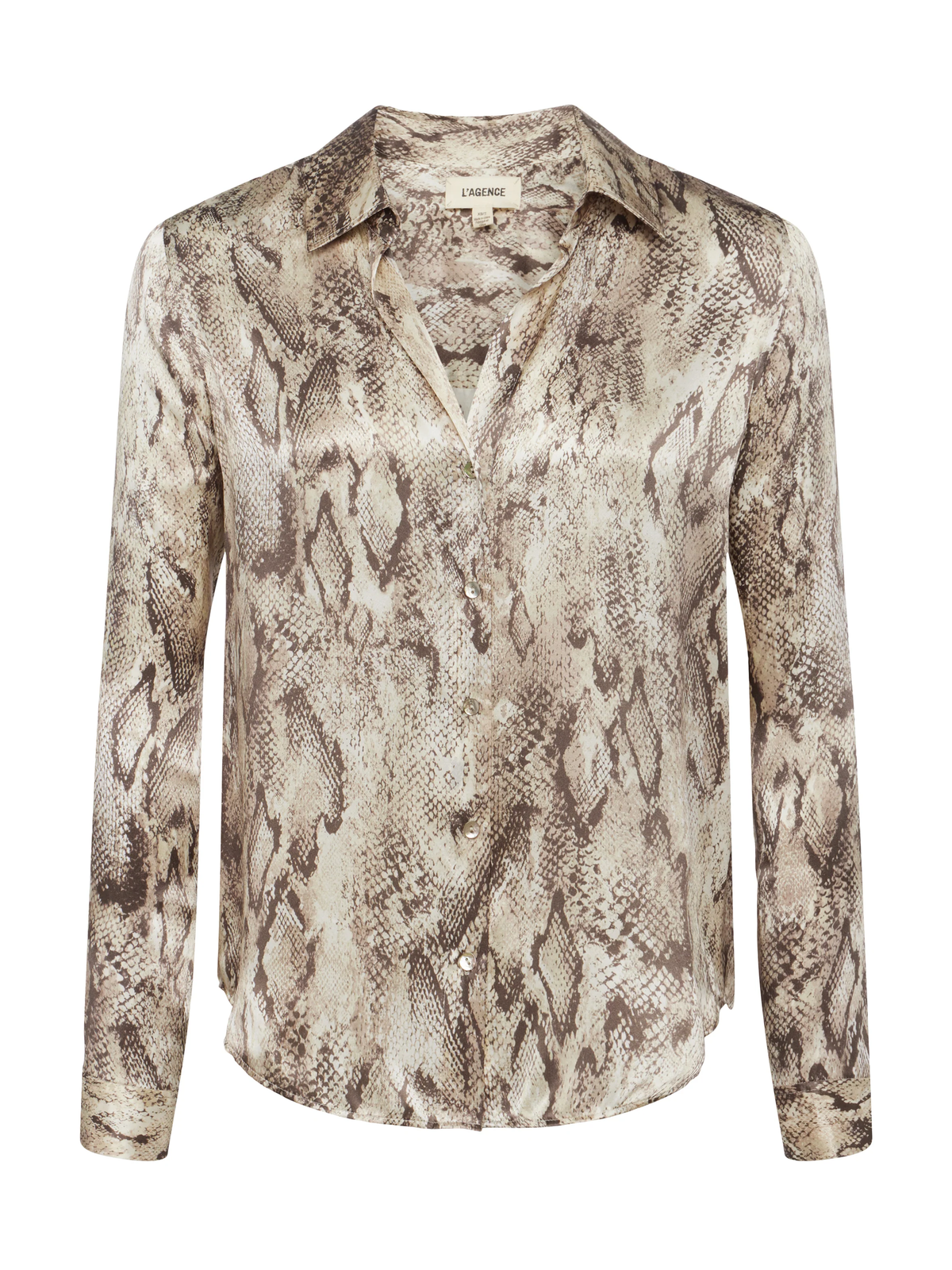 L&#39;AGENCE Tyler Tan Multi Snake Silk Blouse