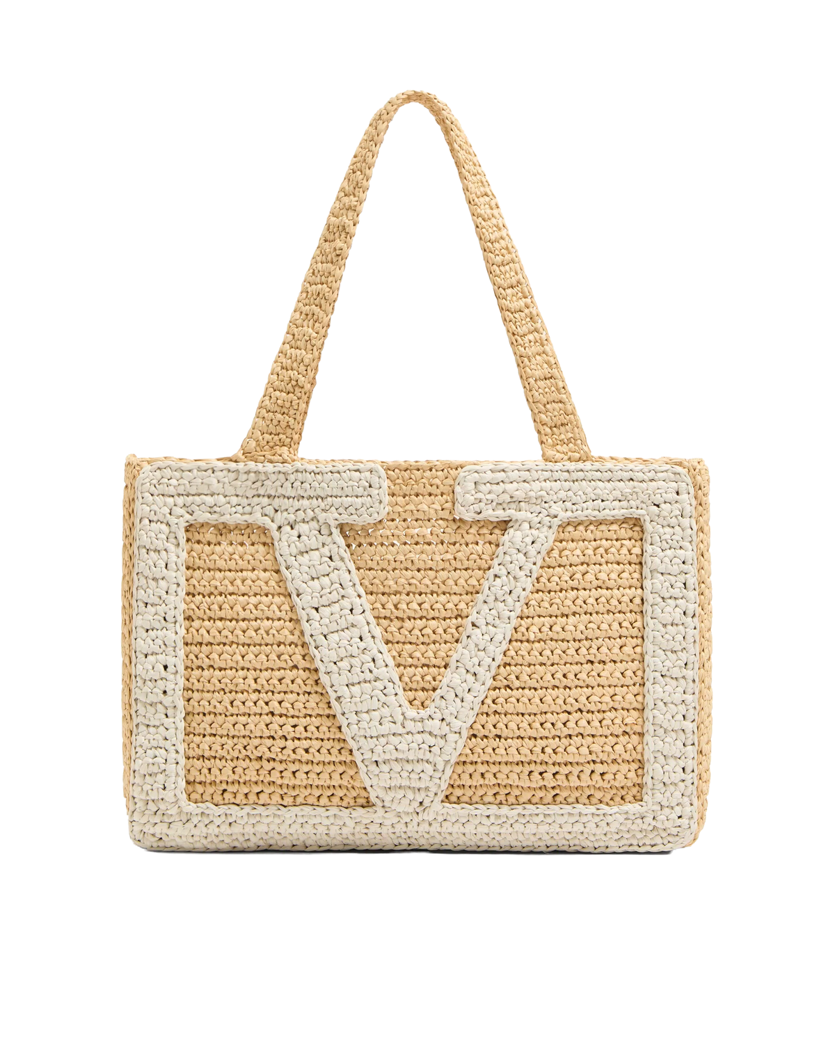 Valentino Garavani Viva Superstar Medium Shopping Bag In Raffia