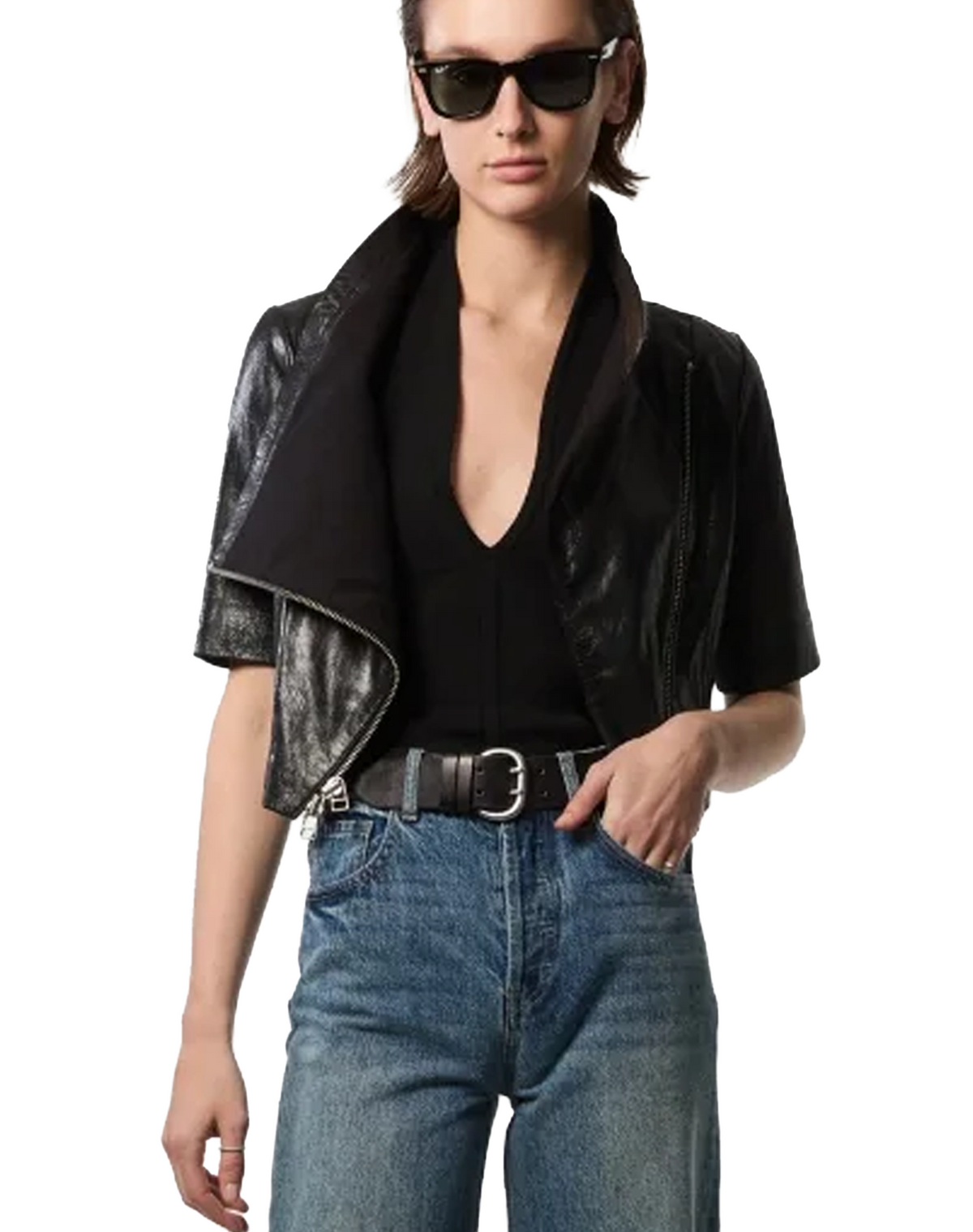 Yigal Arzouël Cropped Leather Jacket