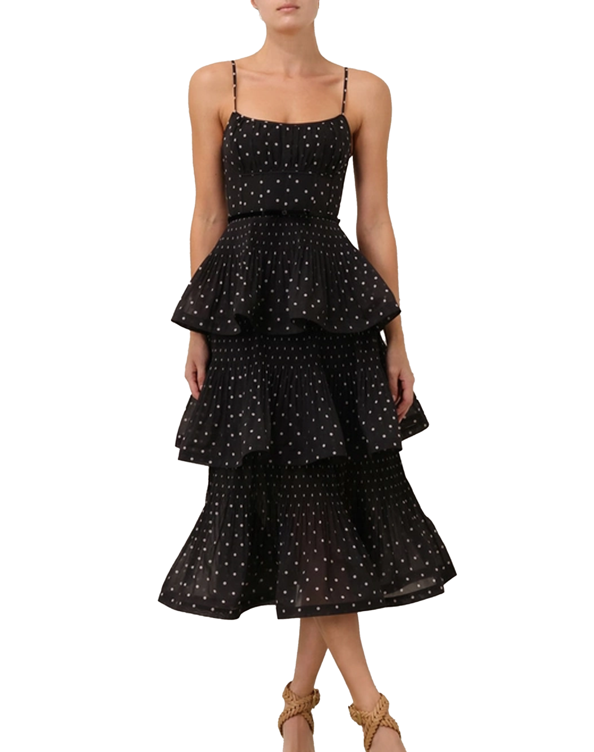 Zimmermann Pleated Tiered Midi Dress