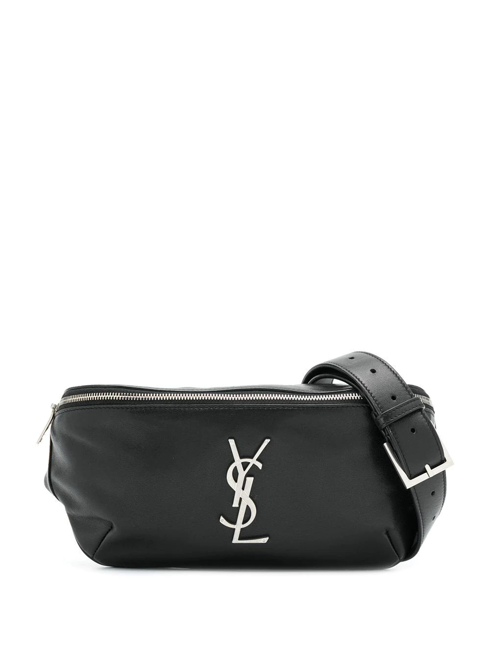 Saint Laurent Men's YSL Logo-Plaque Leather Belt