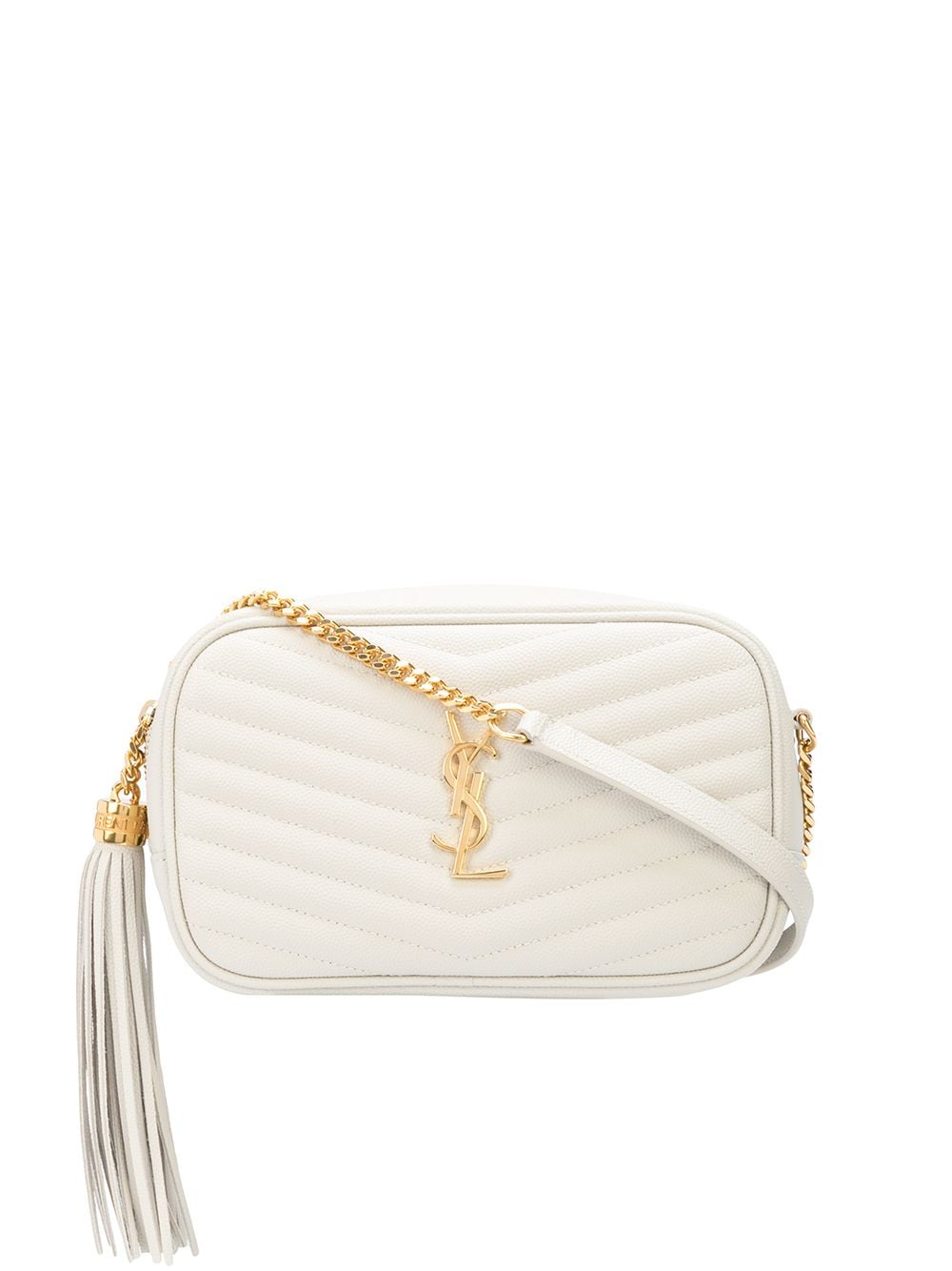 Saint Laurent Mini Lou Quilted Leather Camera Bag Off-White