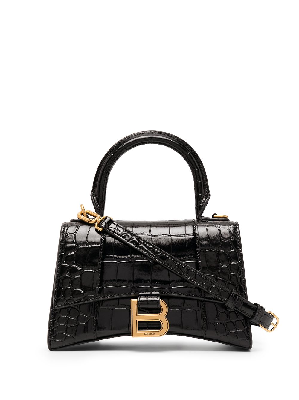 Women's Hourglass Small Handbag Crushed Effect in Black