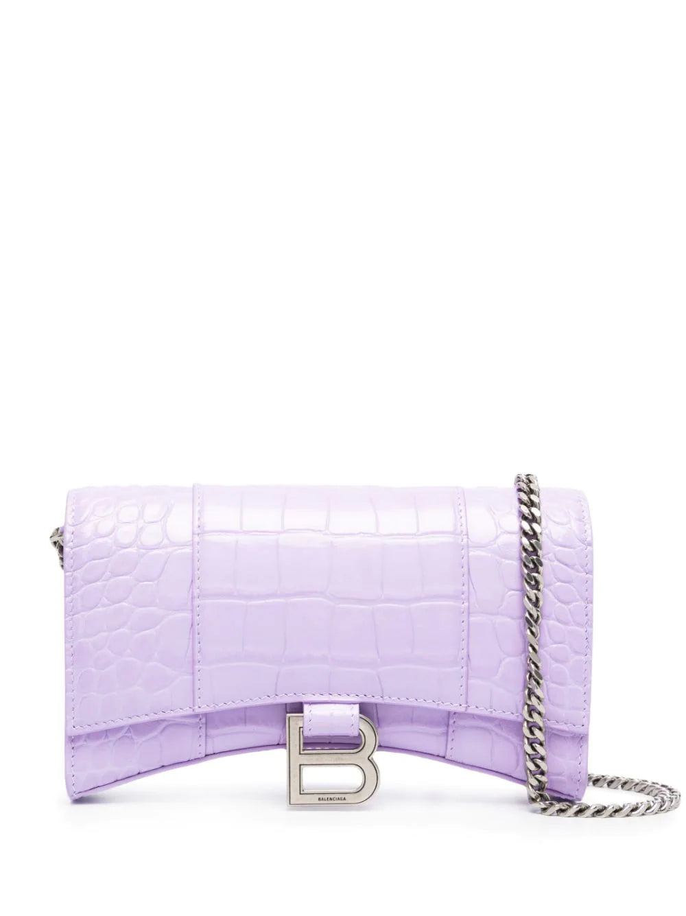 Balenciaga Hourglass crocodile-effect chain wallet