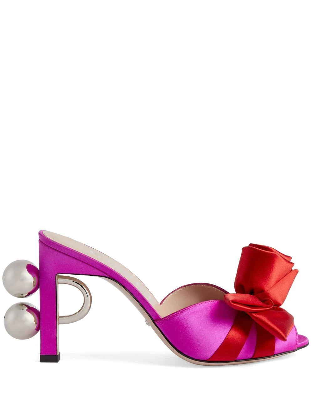 Gucci rose-appliqué satin sandals