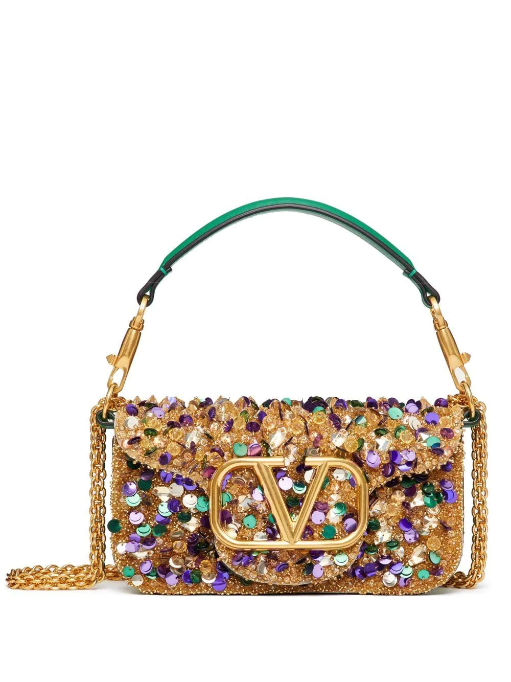 Loco Small Embellished Shoulder Bag in Yellow - Valentino Garavani