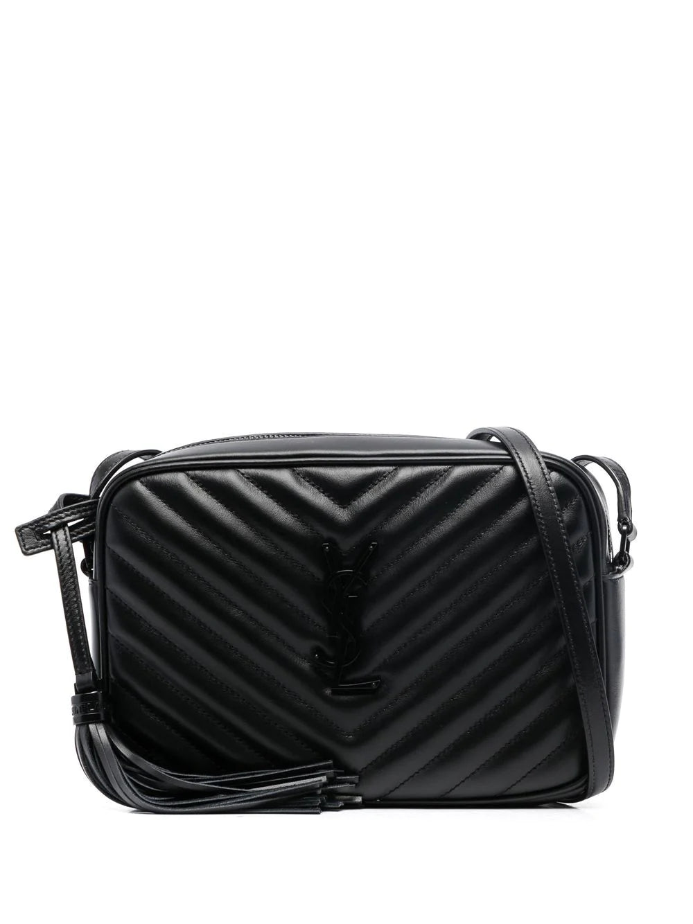 Lou Camera Leather Crossbody Bag in Black - Saint Laurent