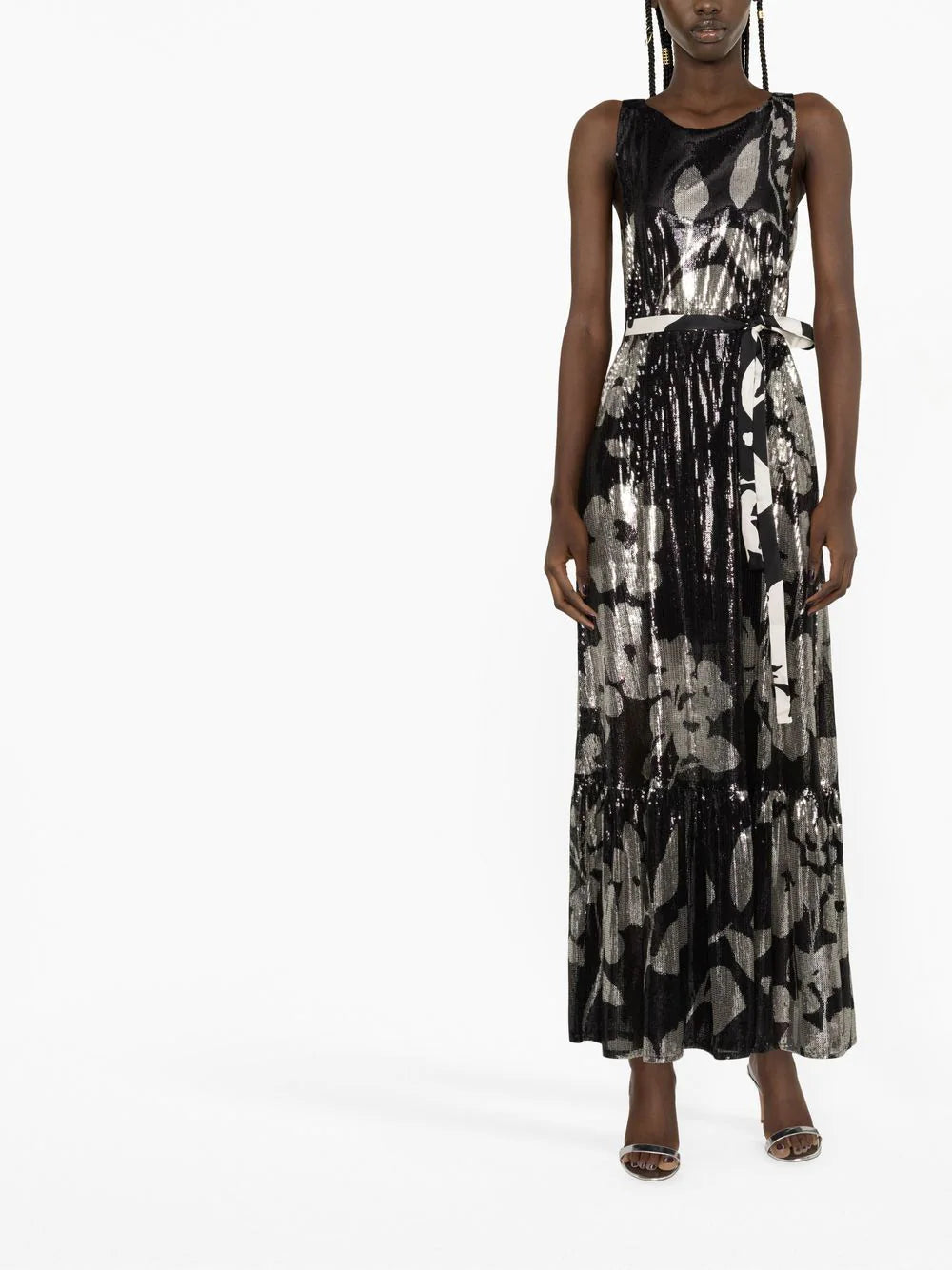 La DoubleJ Soirée paillettes floral-print dress
