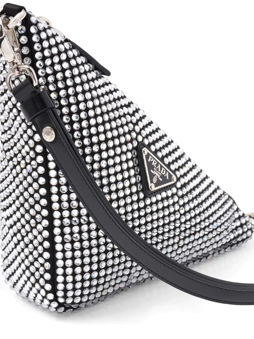 Prada Crystal Embellished Mini Pouch in Black