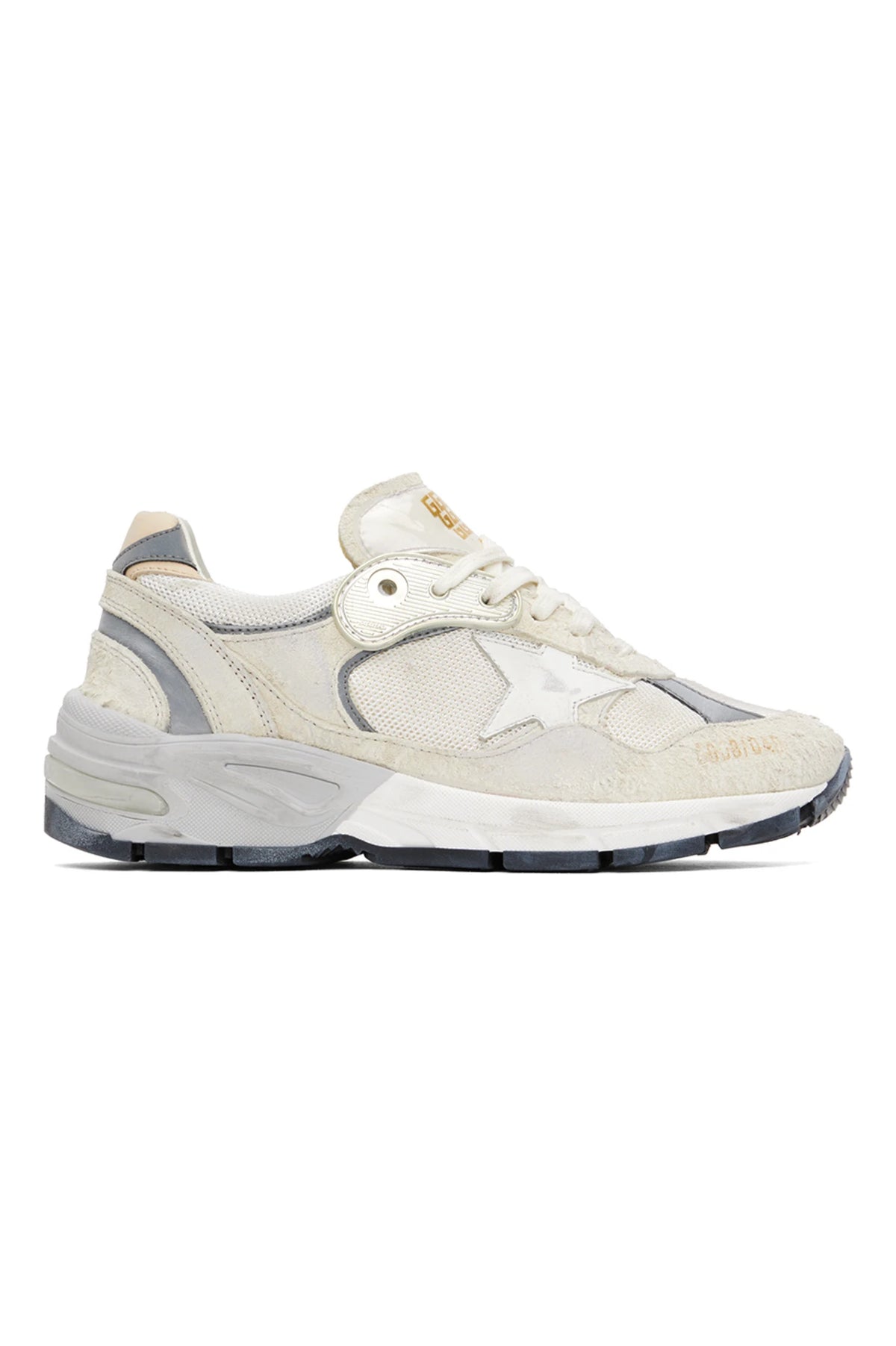 GOLDEN GOOSE White &amp; Silver Dad-Star Sneakers