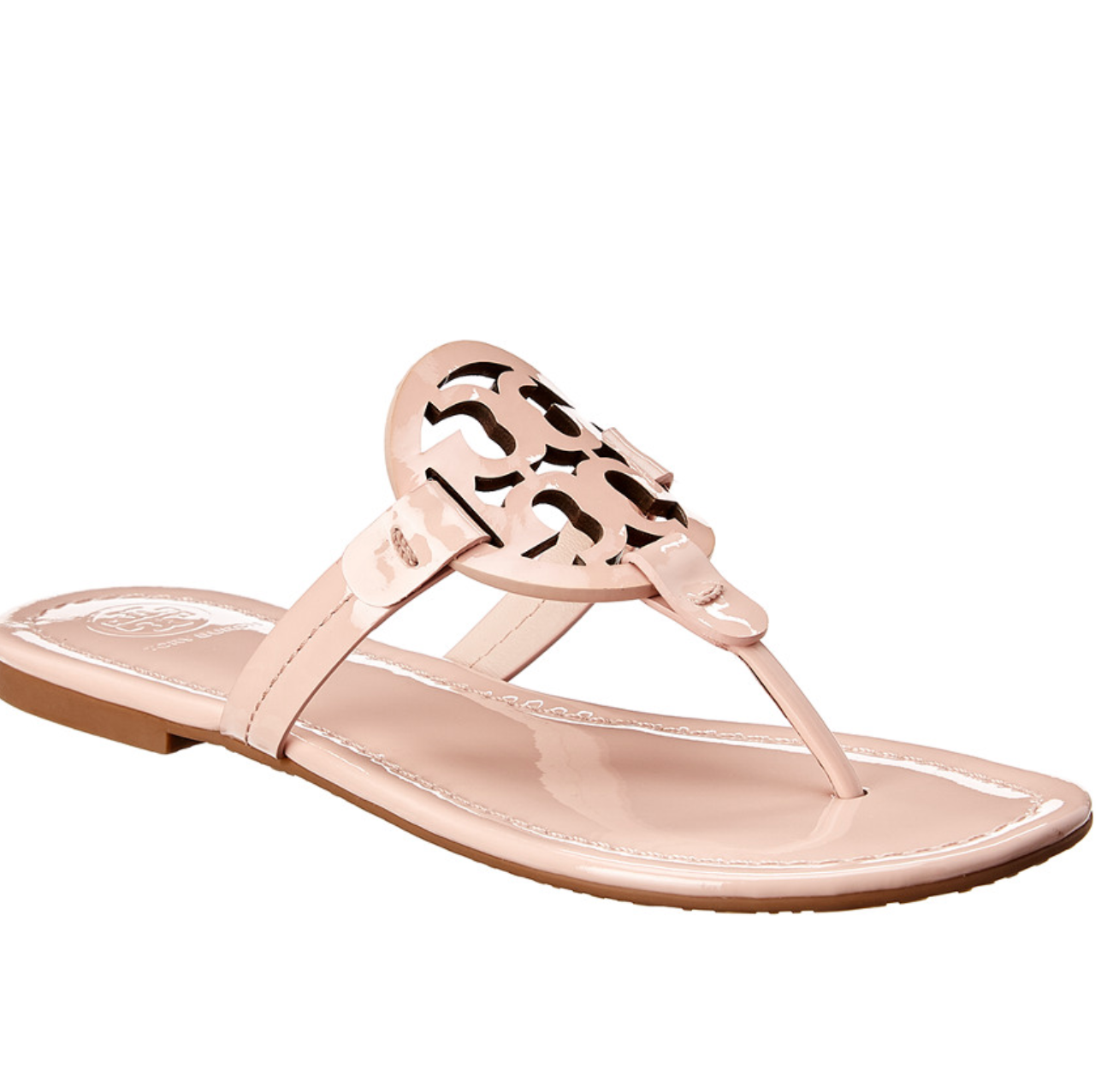 【Tory Burch】MILLER パテント サンダル／シーシェルピンク TORY BURCH MILLER SANDAL SEA SHELL PINK PATENT LEATHER SIZE
