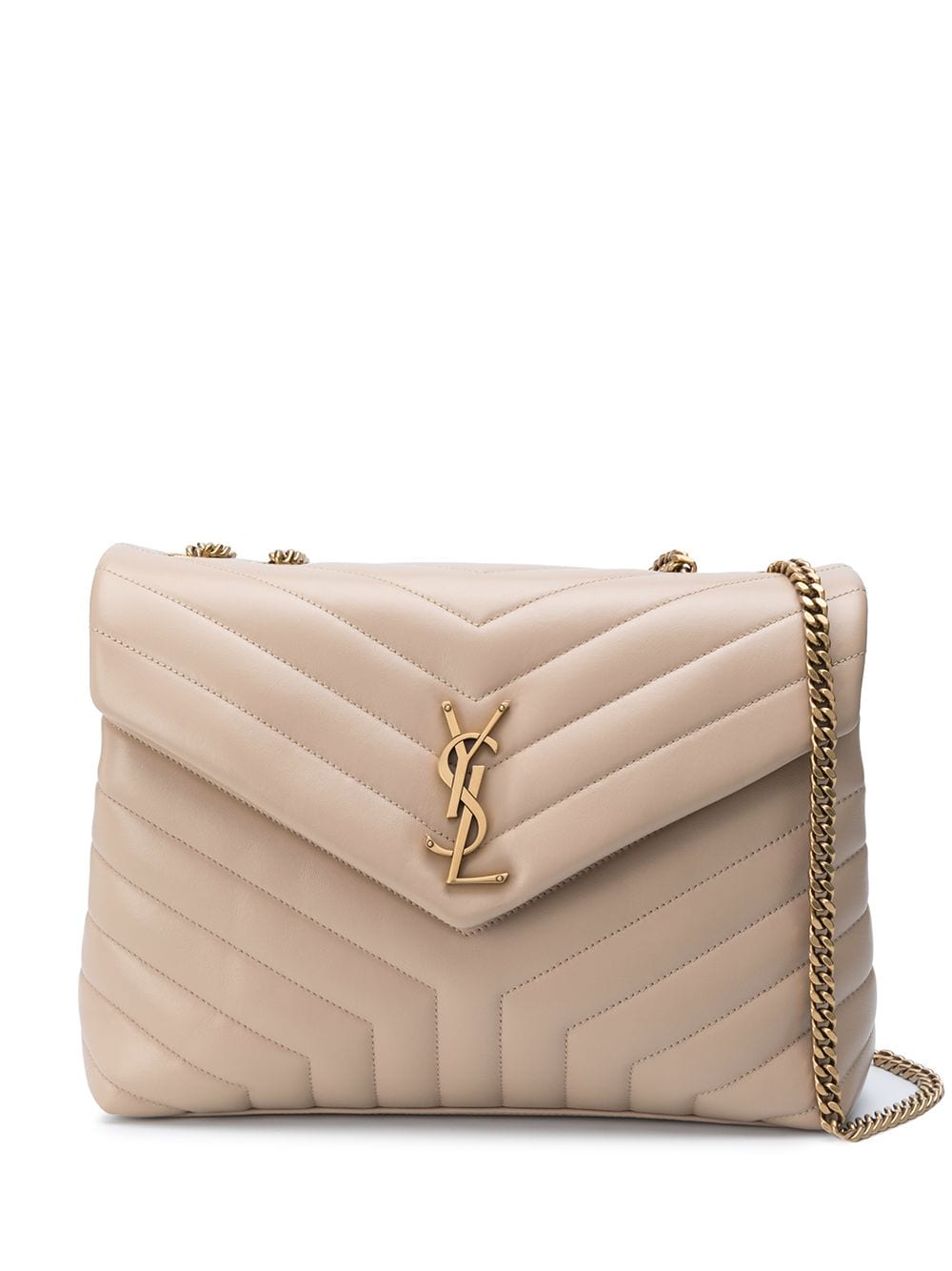 White Loulou small quilted leather shoulder bag, Saint Laurent